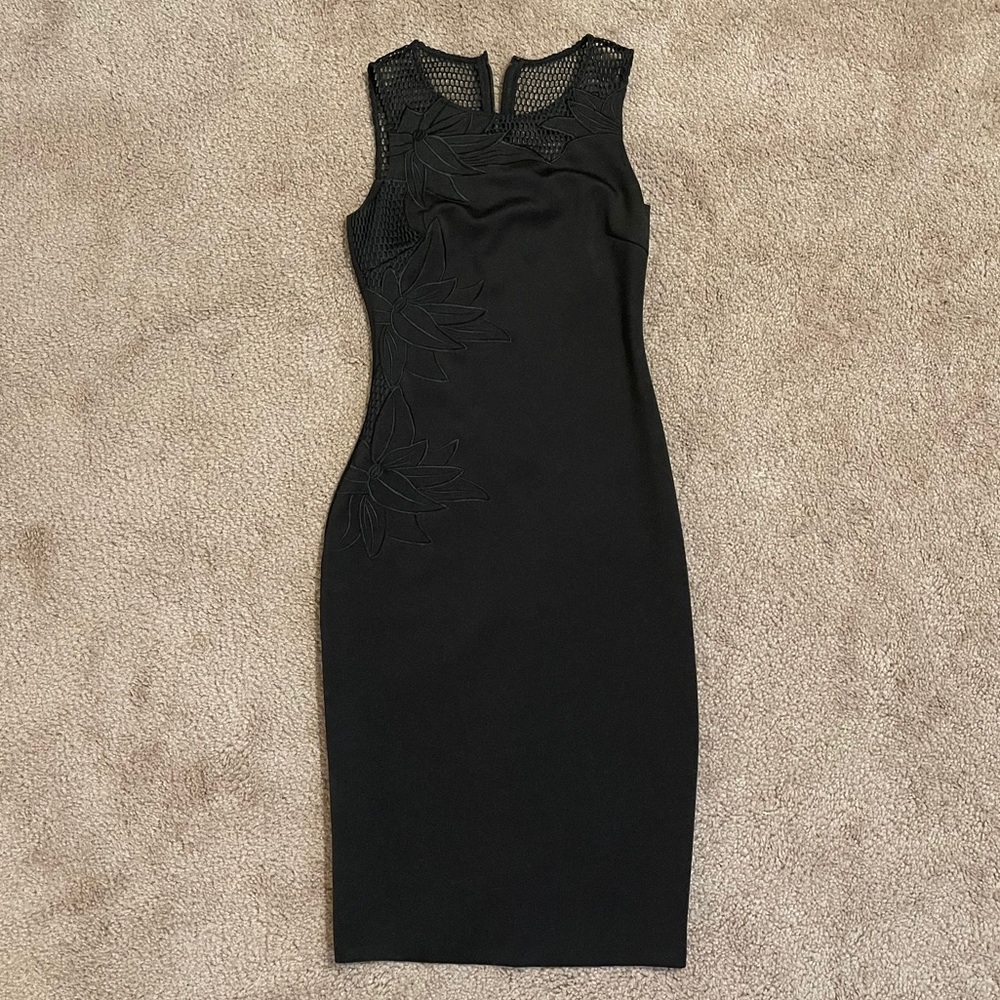 Formal black with floral detail midi dress